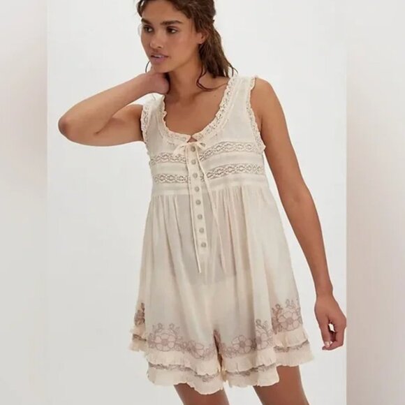 Free People Other - Free People Intimately Bali Sail Away Romper-Pearled Ivory Combo, S, NWOT